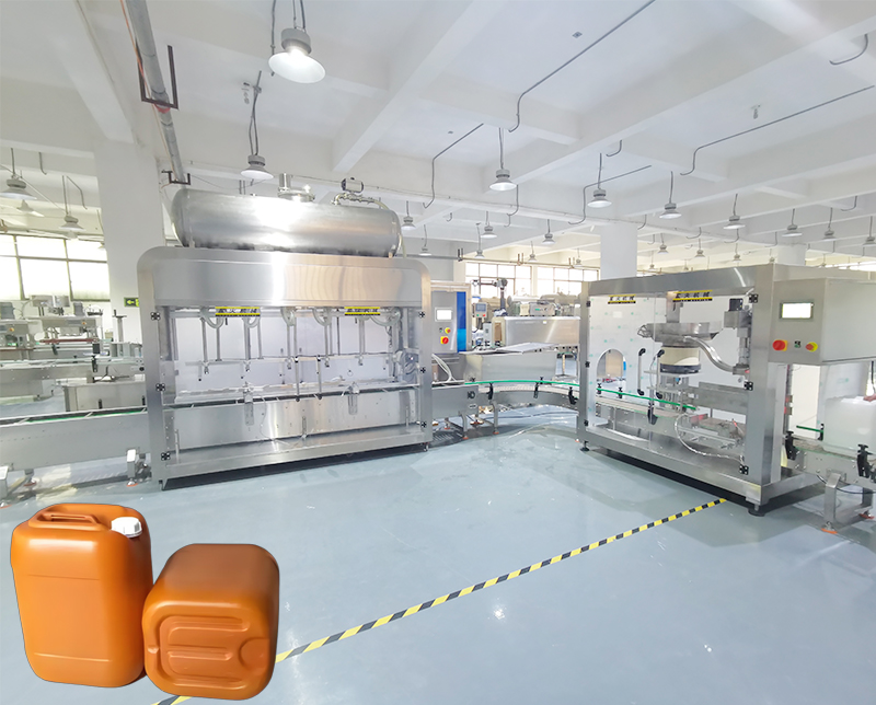 化工桶稱重灌裝旋蓋生產線